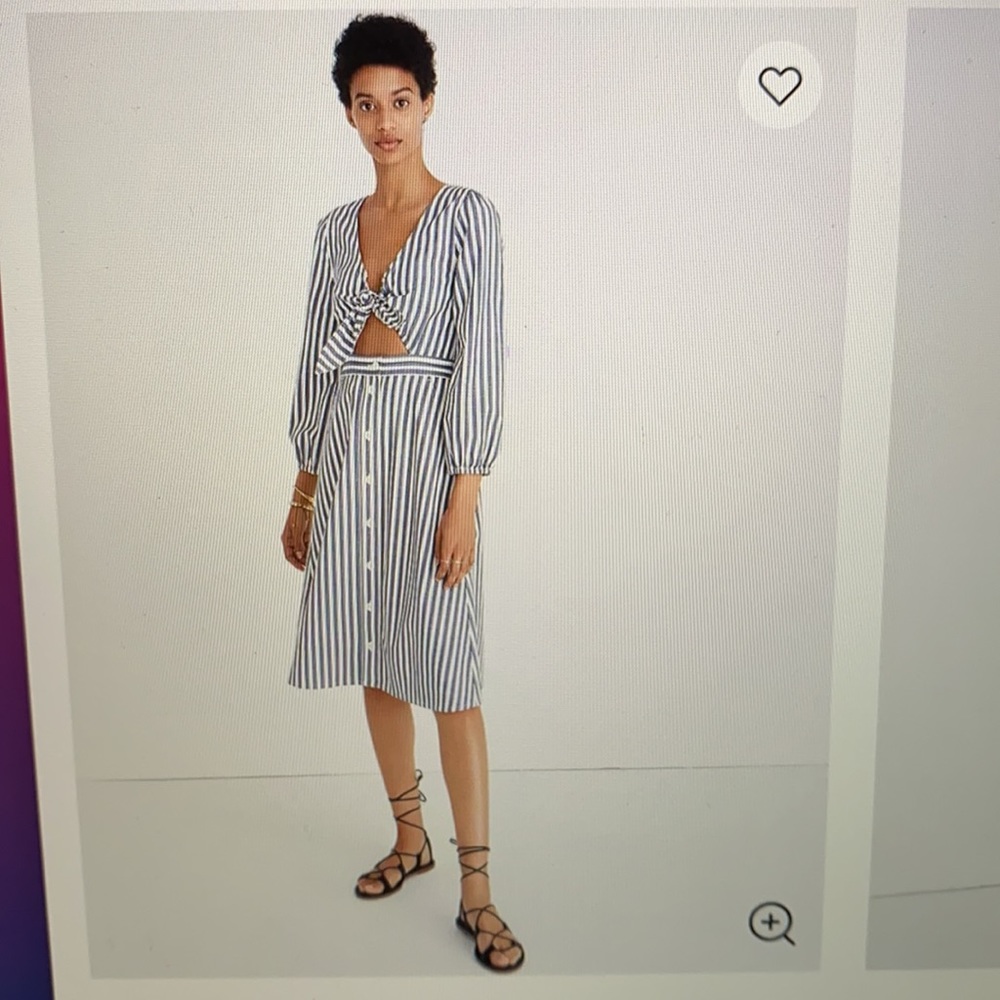 Madewell Shimmer Stripe Cutout Midi Dress
